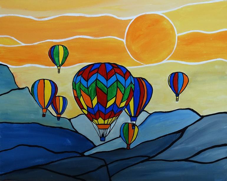 Hot Air Balloons Painting by Rachel Olynuk | Saatchi Art